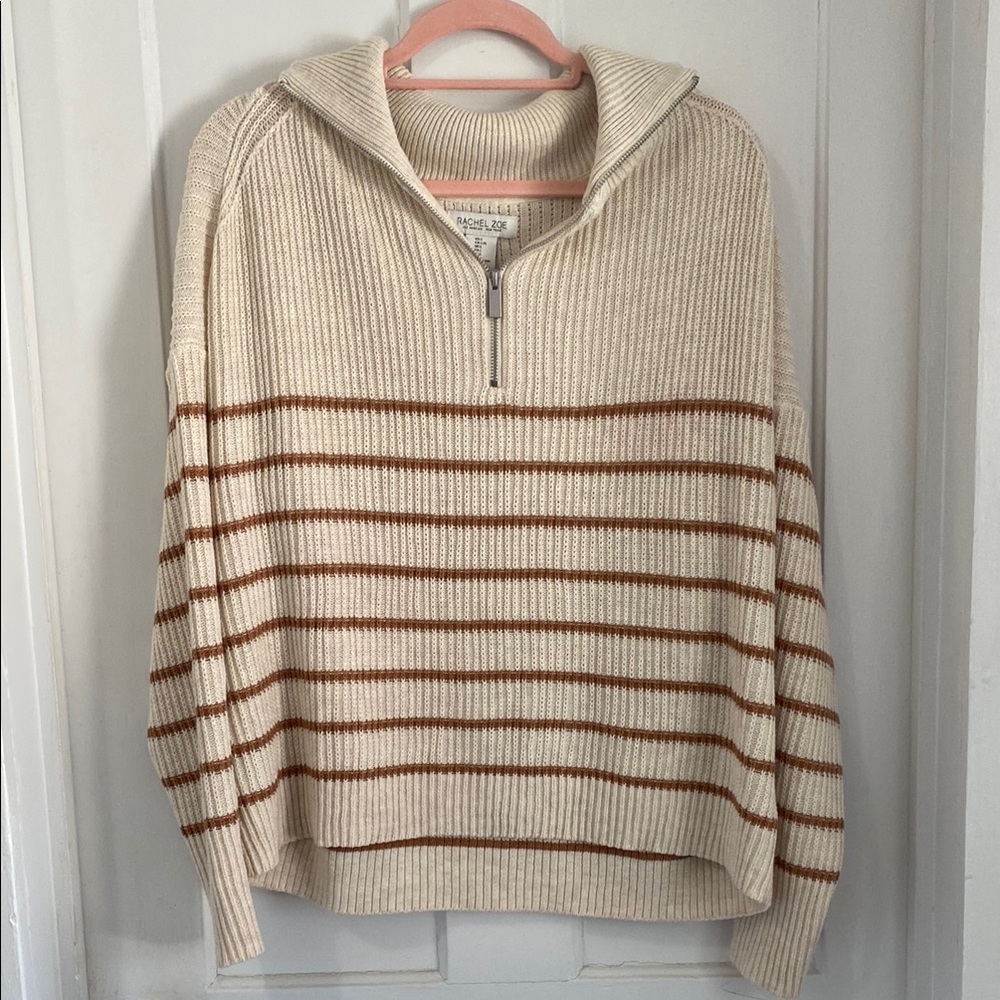 Striped Cream and Brown Knit Sweater